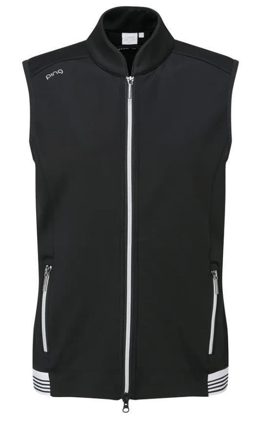 PING Dot Fleece damväst, svart/vit