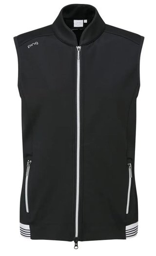 PING Dot Fleece damväst, svart/vit