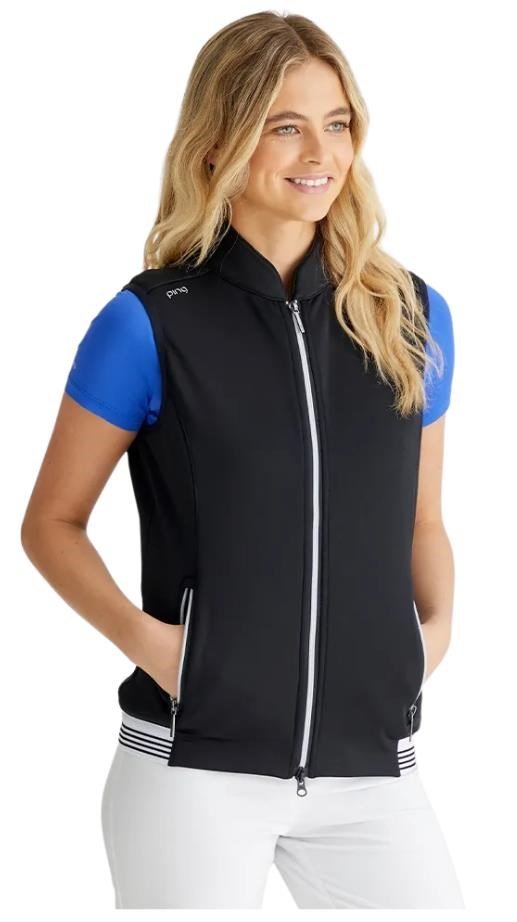 PING Dot Fleece damväst, svart/vit