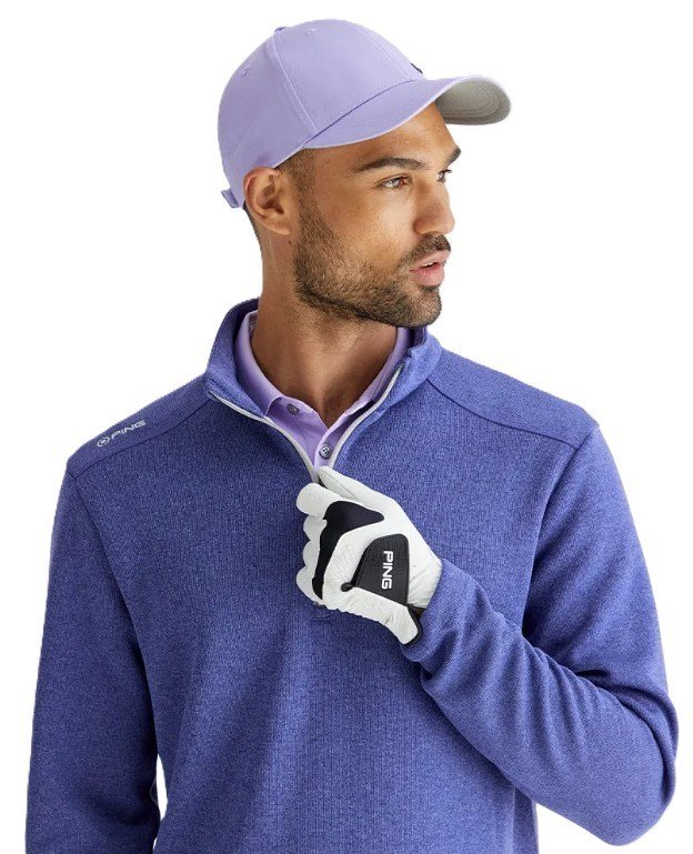 PING Ramsey half zip ribbed fleece herr pullover, twilight marl