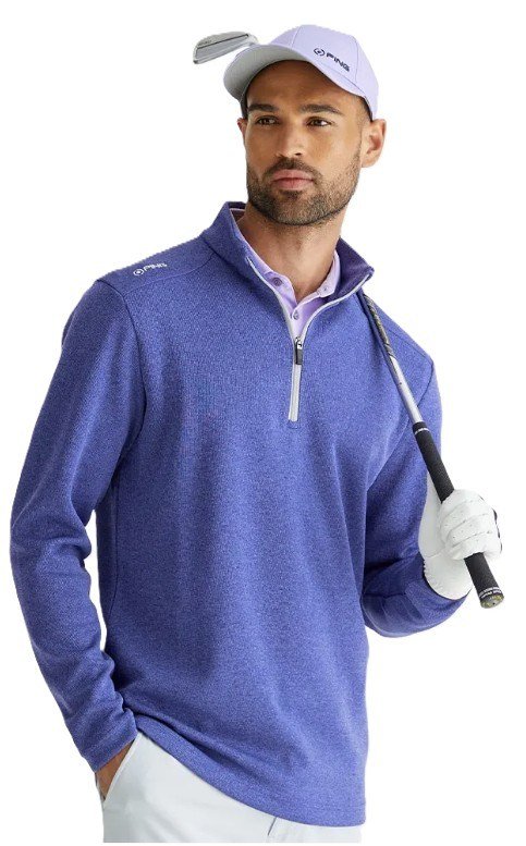 PING Ramsey half zip ribbed fleece herr pullover, twilight marl