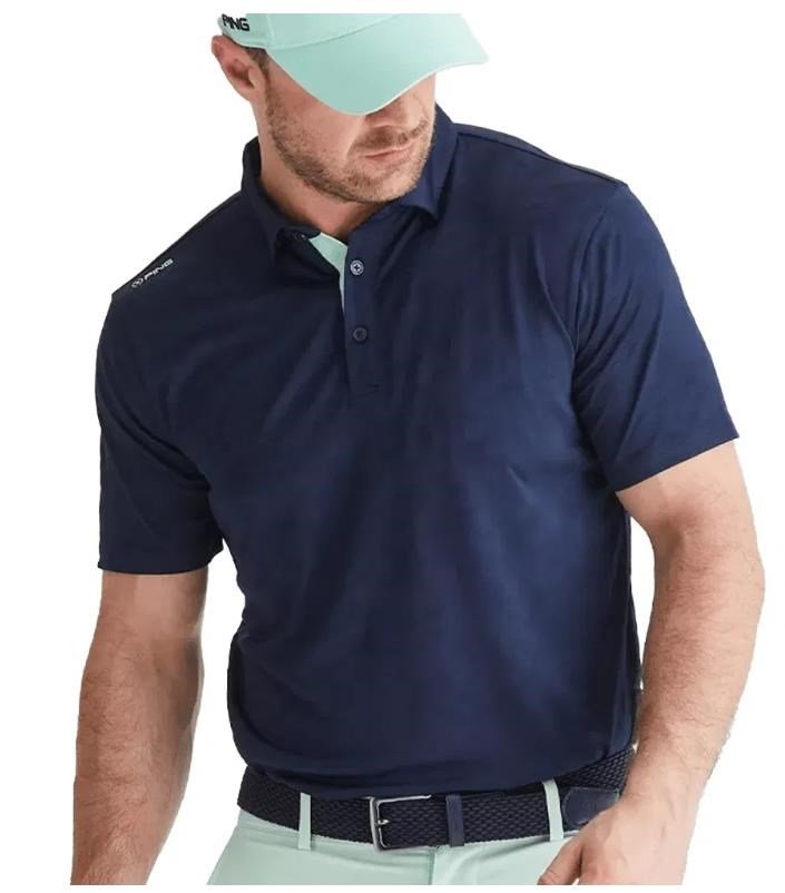 PING Kenan Textured herr polo, navy