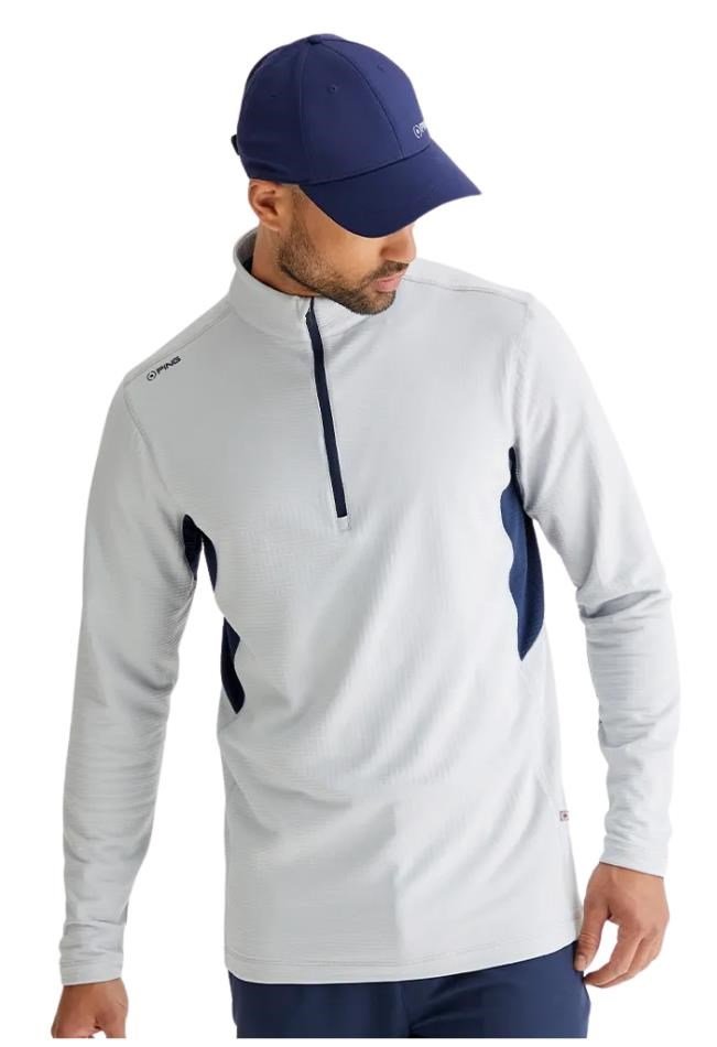 PING Rhodri Half Zip Fleece herr sweatshirt, silver/navy