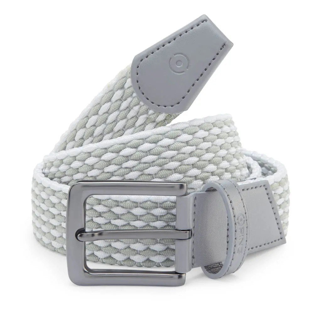 PING Stretch Webbing mens belt, grå/vit