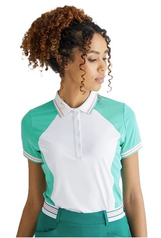 PING Ali dam polo kortärm, ljus aqua/vit
