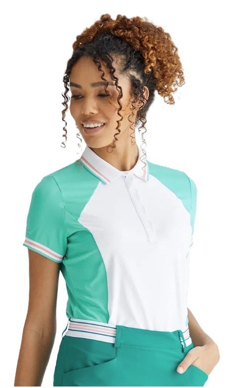 PING Ali dam polo kortärm, ljus aqua/vit