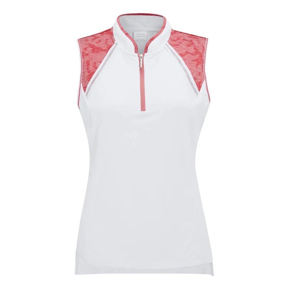 PING Nala Colour Block Sleeveless dampolo, white/sweat pea