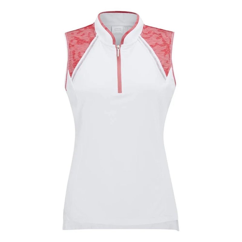 PING Nala Colour Block Sleeveless dampolo, white/sweat pea