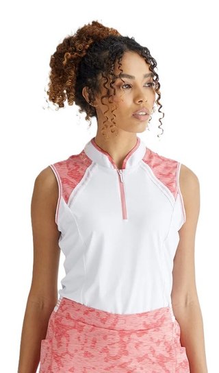 PING Nala Colour Block Sleeveless dampolo, white/sweat pea