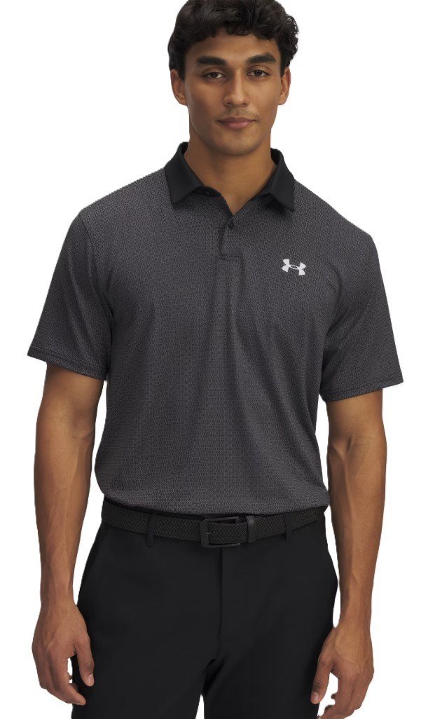 Under Armour T2G Printed herr polo, svart/halo gray