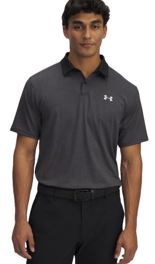 Under Armour T2G Printed herr polo, svart/halo gray