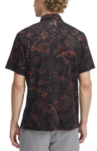 Under Armour Playoff 3.0 Printed herr polo, svart/fire/castlerock