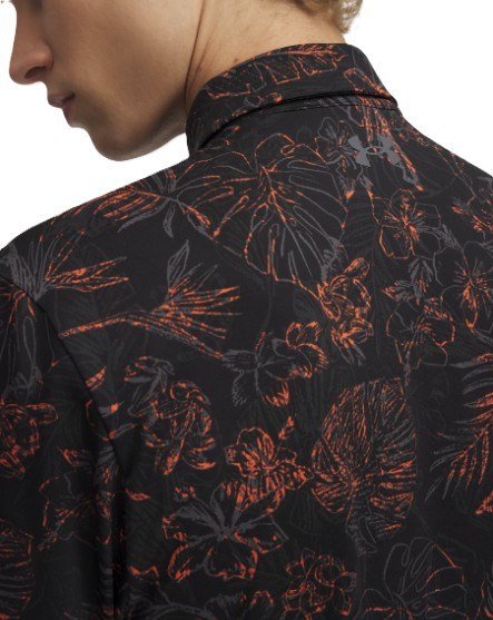 Under Armour Playoff 3.0 Printed herr polo, svart/fire/castlerock