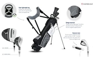 Masters GX1 Gts herr golf halvset, grafit + stand bag, svart/grå/vit