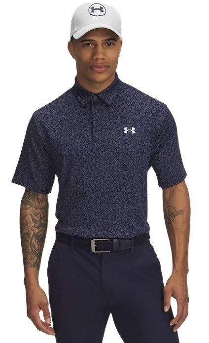 Under Armour Playoff 3.0 Printed herr polo, midnight navy/downpour grey