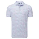 FootJoy Gamer Print Pique herr polo, white/air blue/tide/magenta
