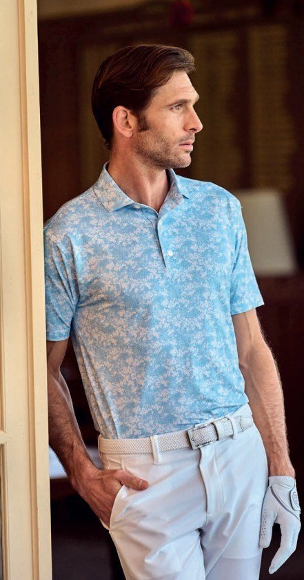FootJoy GARDEN PRINT herr polo, air blue