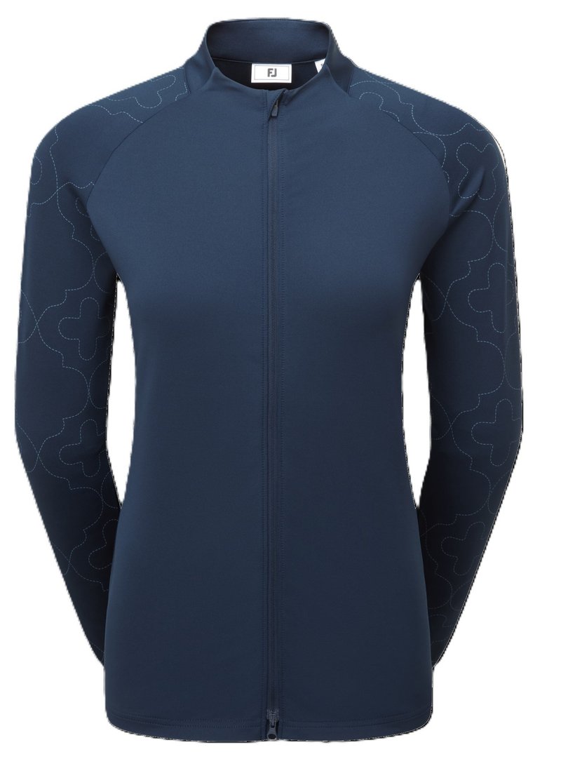 FootJoy Midlayer Full Zip Printed Sleeve damtröja med dragkedja, navy