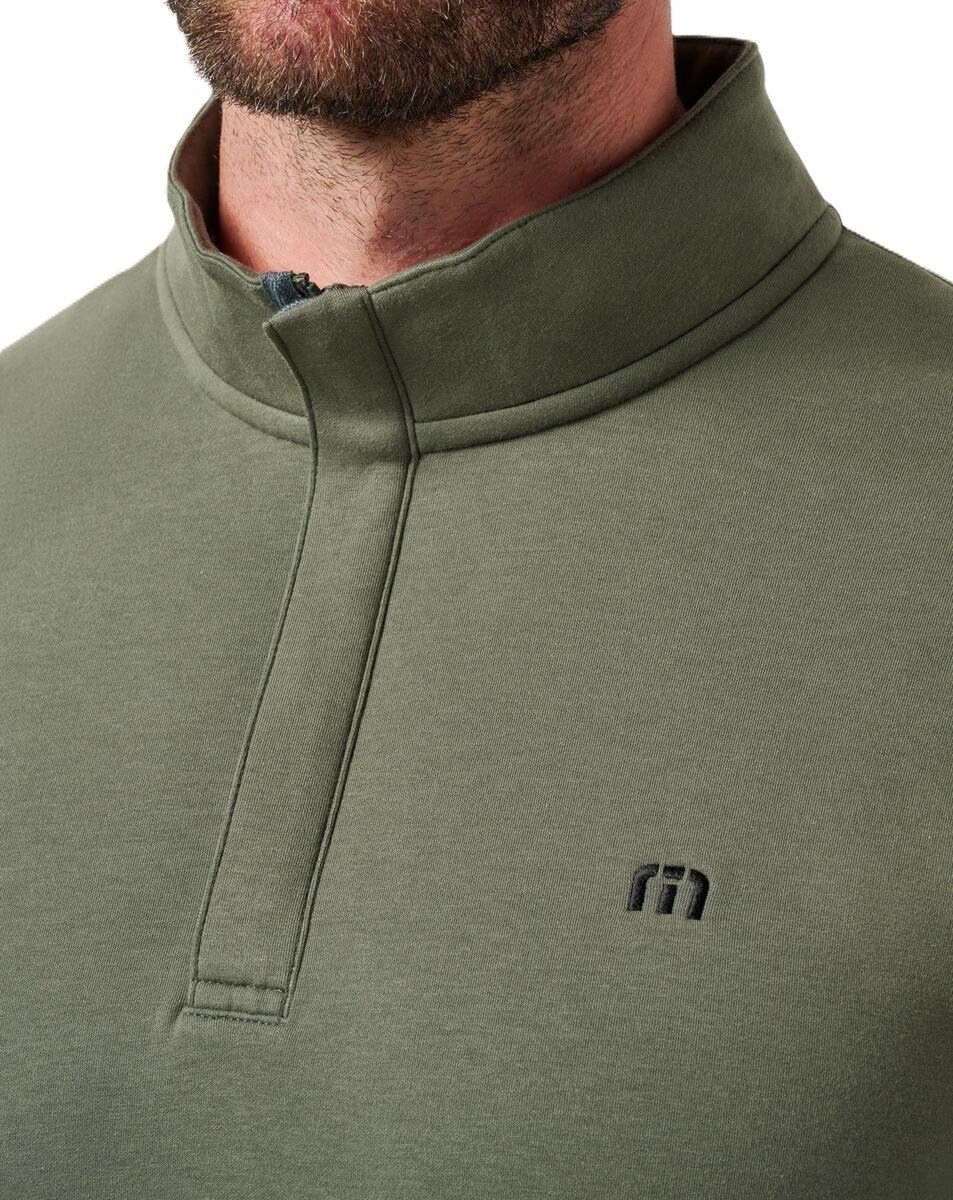 Travis Mathew Cloud Quarter Zip 2.0 herr mikina, dark olive