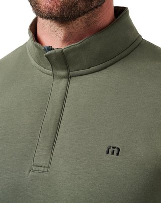 Travis Mathew Cloud Quarter Zip 2.0 herr mikina, dark olive