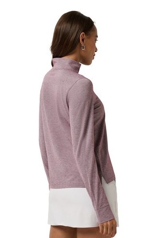 Travis Mathew Featherweightt Active Zip Long Sleeve dampolo, heather damson