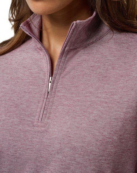 Travis Mathew Featherweightt Active Zip Long Sleeve dampolo, heather damson