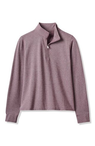 Travis Mathew Featherweightt Active Zip Long Sleeve dampolo, heather damson