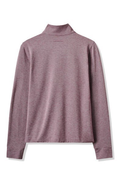 Travis Mathew Featherweightt Active Zip Long Sleeve dampolo, heather damson