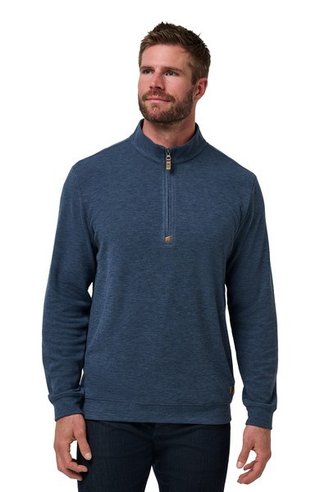 Travis Mathew Cloud herr tröja 1/4 zip, heather navy