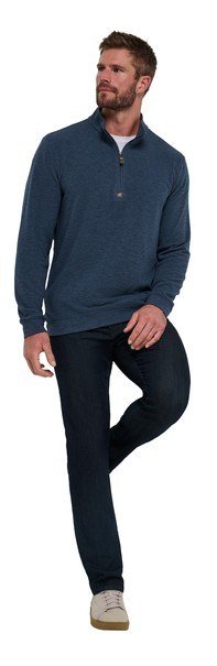 Travis Mathew Cloud herr tröja 1/4 zip, heather navy