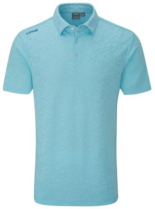 PING Geo Camo herr polo, crystal blue