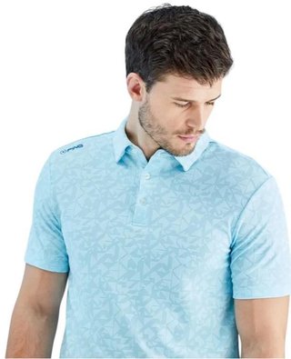 PING Geo Camo herr polo, crystal blue