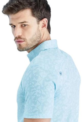 PING Geo Camo herr polo, crystal blue