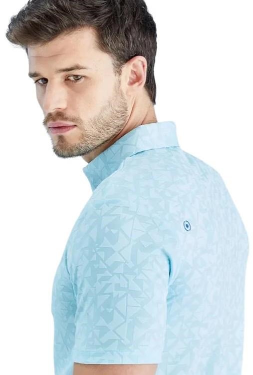 PING Geo Camo herr polo, crystal blue