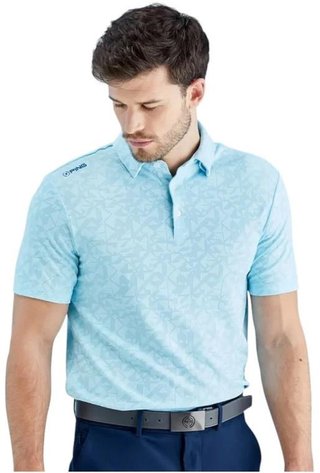 PING Geo Camo herr polo, crystal blue
