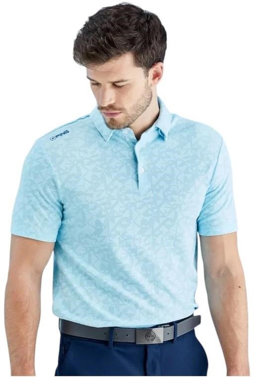 PING Geo Camo herr polo, crystal blue
