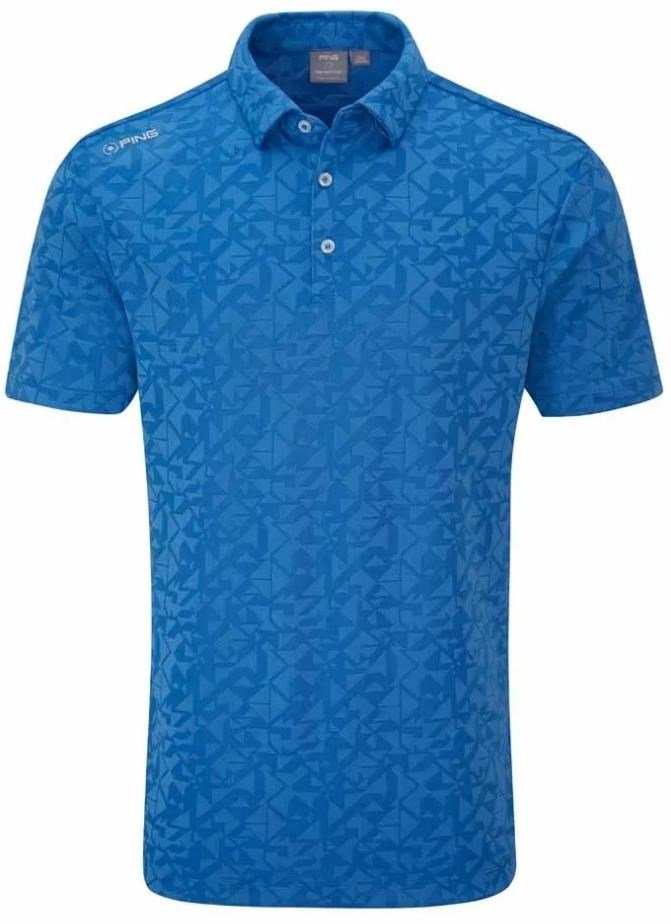 PING Geo Camo herr polo, tidal blue