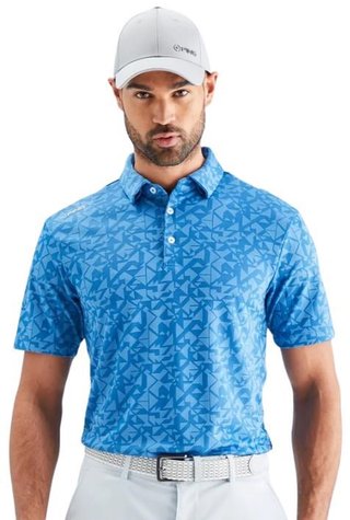 PING Geo Camo herr polo, tidal blue