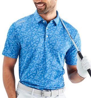 PING Geo Camo herr polo, tidal blue