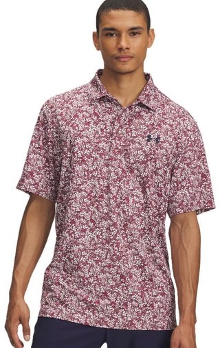 Under Armour Playoff 3.0 Printed herr polo, tourmaline pink/dark maroon/midnight navy