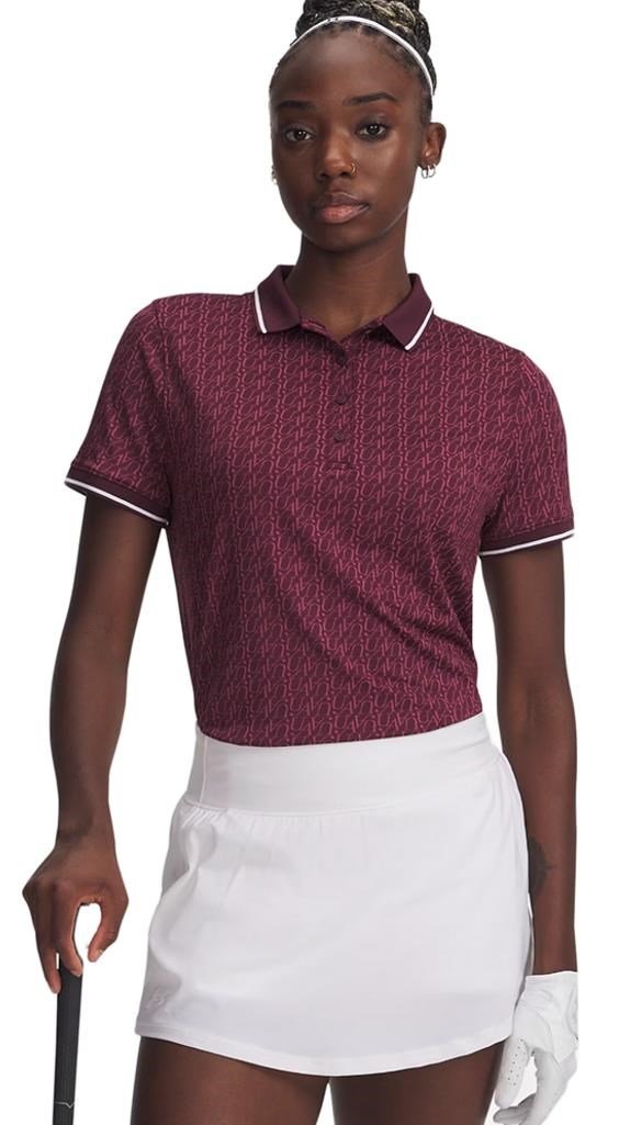 Under Armour Playoff Jacquard dam polo, dark maroon/fuchsia dusk/white