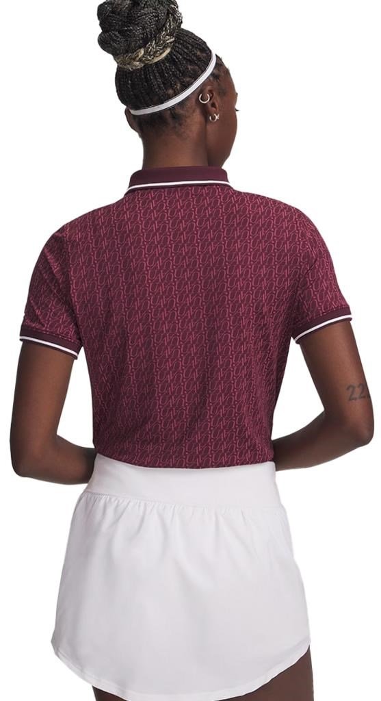 Under Armour Playoff Jacquard dam polo, dark maroon/fuchsia dusk/white