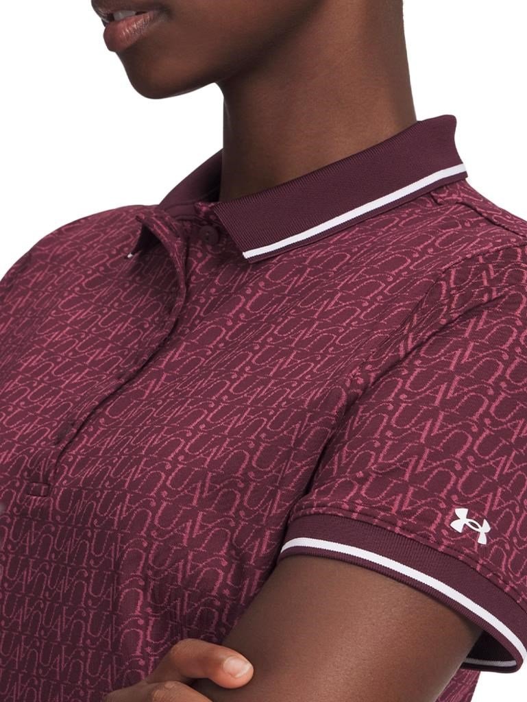 Under Armour Playoff Jacquard dam polo, dark maroon/fuchsia dusk/white