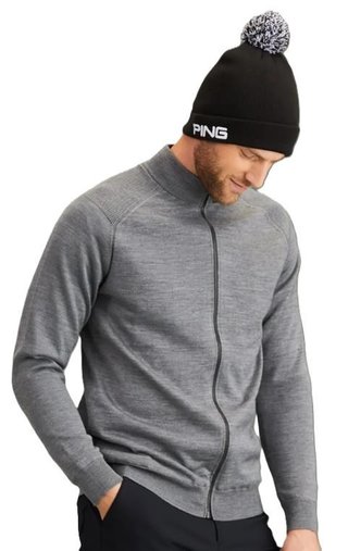 PING Murphy Lined full zip herr tröja, french grey marl