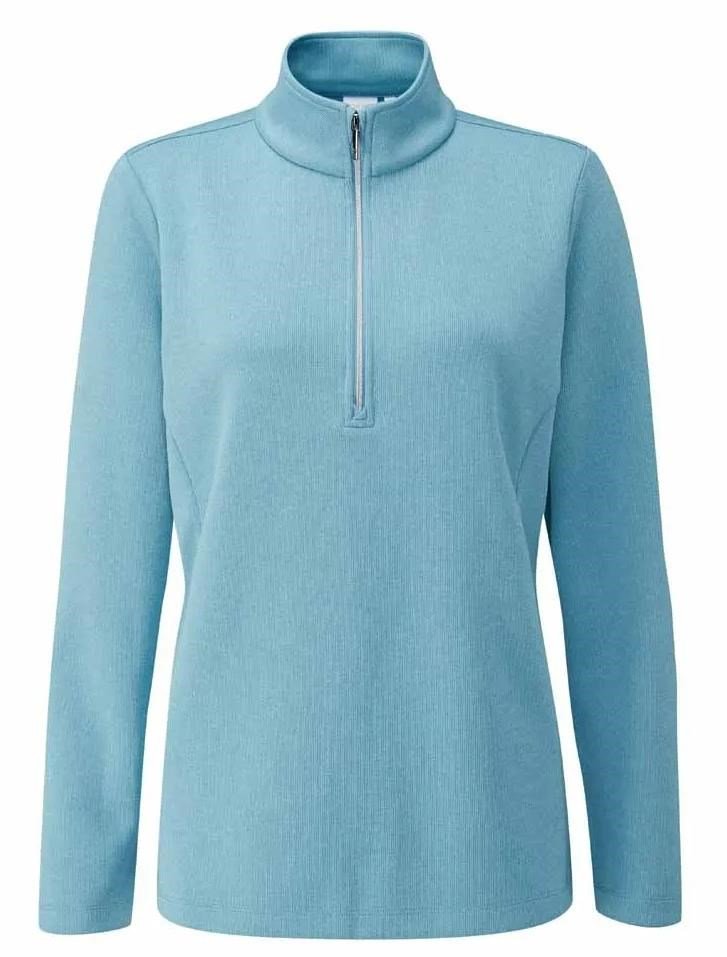 PING Lyla half zip ribbed dam fleece, tranquil blue marl
