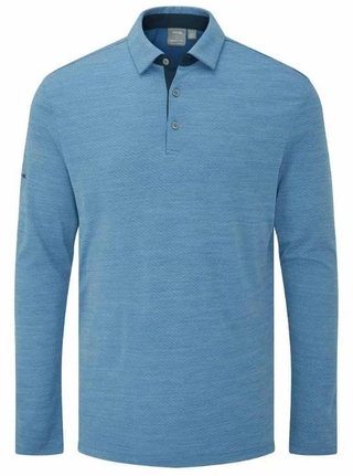 PING Creek långärmad polo herr, tidal blue melange