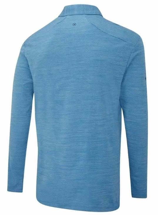 PING Creek långärmad polo herr, tidal blue melange