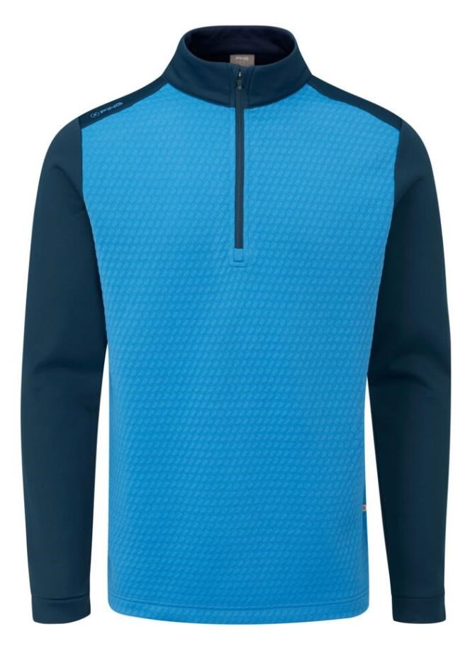PING Nolan Quarter Zip Fleece herr sweatshirt, tidal blue/navy