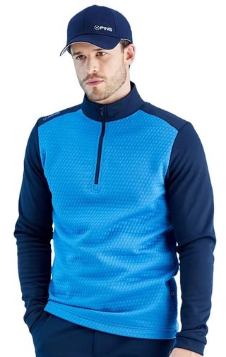 PING Nolan Quarter Zip Fleece herr sweatshirt, tidal blue/navy