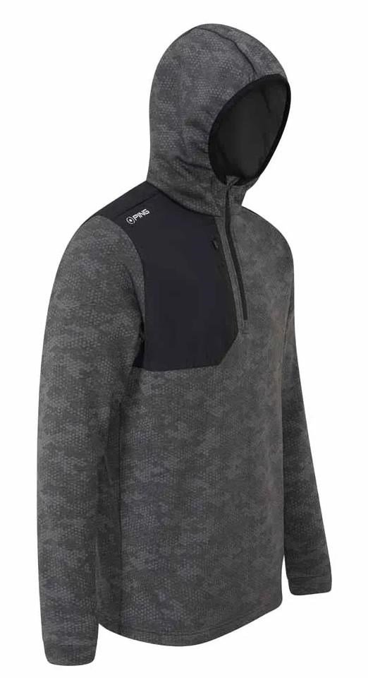 PING Nexa Hooded half zip fleece herr sweatshirt, svart